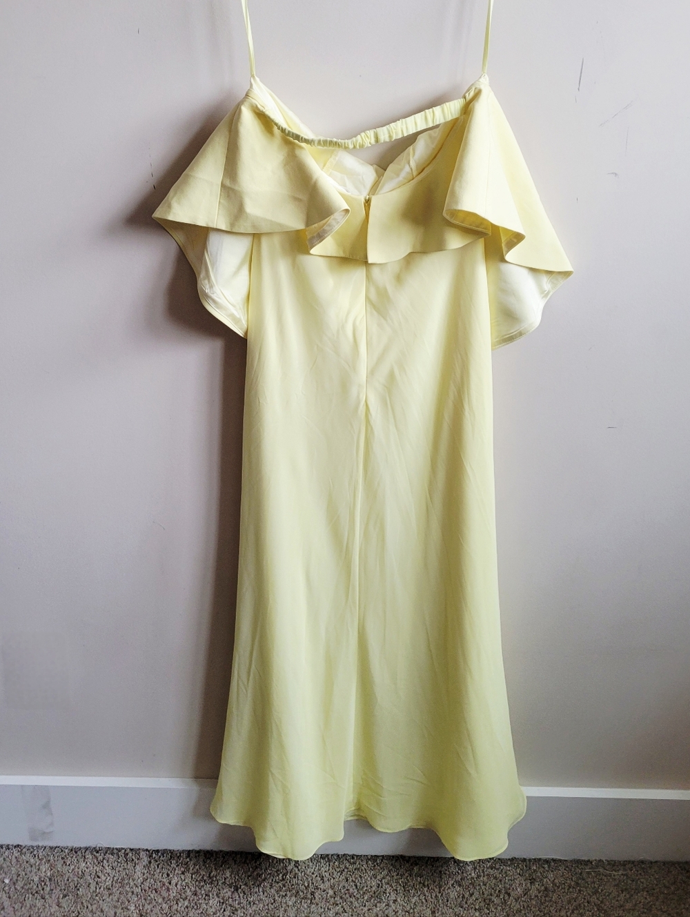 Strapless Ruffle Yellow Midi Dress - Picture 7 of 9